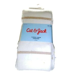 Cat & Jack Girl's Fleece-Lined Leggings Cream, Size 12-14